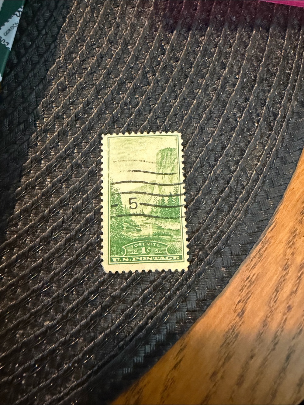 Vintage 1934 Green Yosemite 1 Cent Canceled Stamp